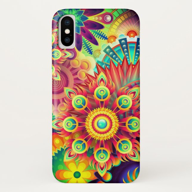 Boho abstrakte Blume Case-Mate iPhone Hülle (Rückseite)