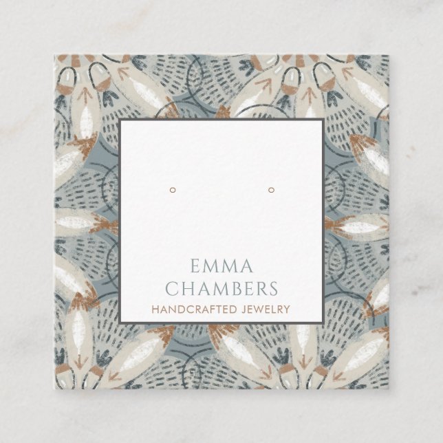 Boho Abstrakte Formen Earring Display Card Quadratische Visitenkarte (Vorderseite)