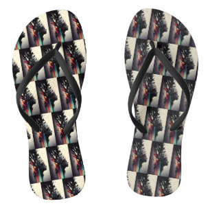 Boho abstrakte Kunst mit Mädchengesicht Flip Flops