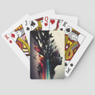 Boho abstrakte Kunst mit Mädchengesicht Spielkarten