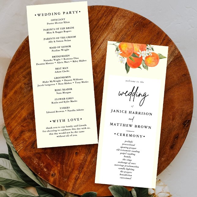 Boho Abstrakte Orange Gartenhochzeit Programm (Boho abstract orange wedding program keeps guests informed with warm, artistic charm.)