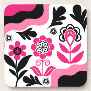 Boho-Abstrakte Pink Flower-Kunst Getränkeuntersetzer