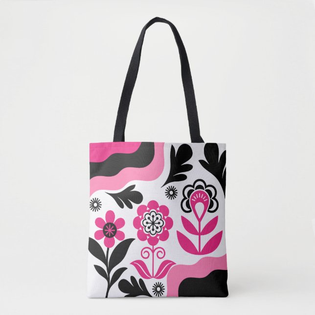 Boho-Abstrakte Pinke Blumen-Wandkunst (Vorderseite)