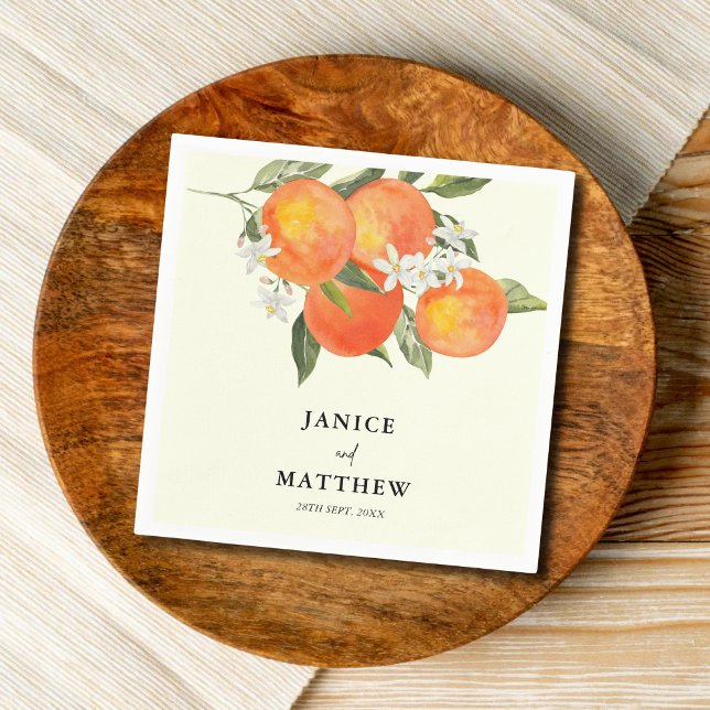 Boho Abstrakter Skizzenhafter Orangen Gartenhochze Serviette (Boho abstract orange wedding napkins add warm, artistic charm to your table setting.)