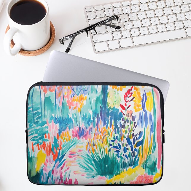 Boho-Abstrakter Wildblumengarten Laptopschutzhülle (Von Creator hochgeladen)
