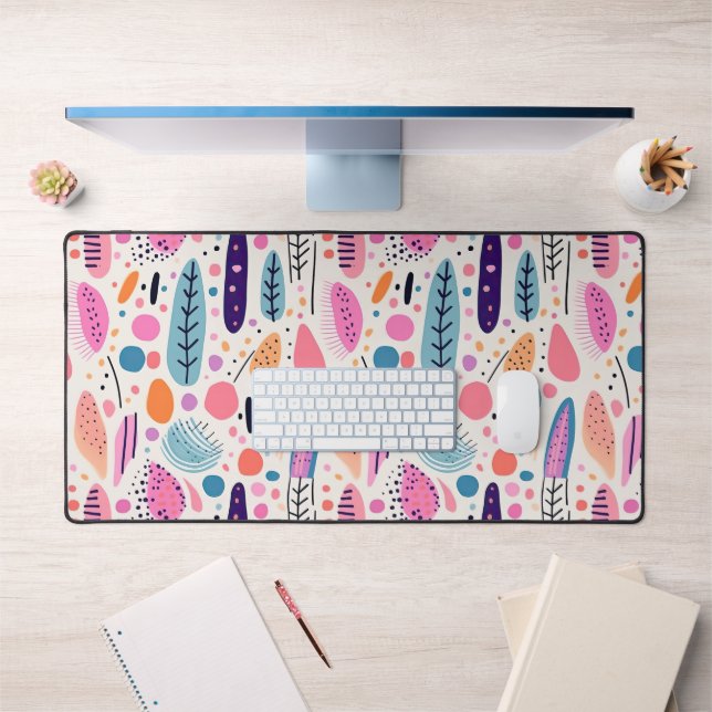 BOHO Abstraktes Muster Pastel Botanisch Schreibtischunterlage (Büro 1)