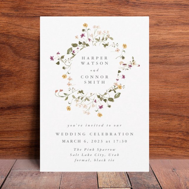 Boho Abundance Dried Wildblume Pampas Wedding Einladung (Von Creator hochgeladen)