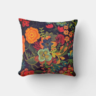 Boho-Acrylgemälde Florales Design Kissen