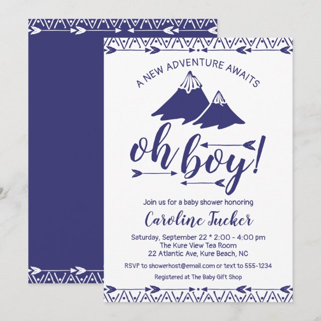 Boho Adventure erwartet Baby Boy Shower Einladung (Vorne/Hinten)