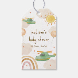 Boho Adventure Helicopter Airplane Baby Shower Geschenkanhänger