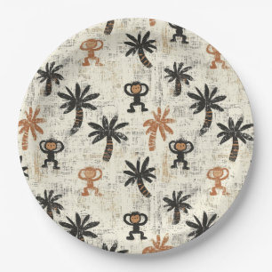 Boho-Affen-Dschungel-Safari-Muster Pappteller