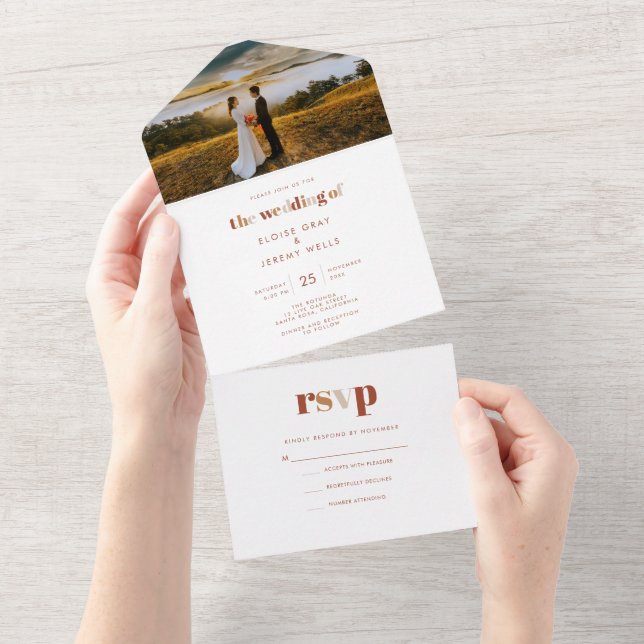 Boho All in One Wedding Einladung (Abreißen)