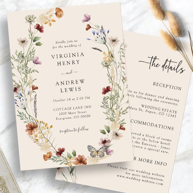 Boho alle in einer Hochzeitseinladung Einladung (Boho All In One Wedding Invitation
)