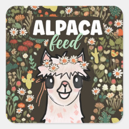 Boho Alpaca Food Fiesta Quadratischer Aufkleber