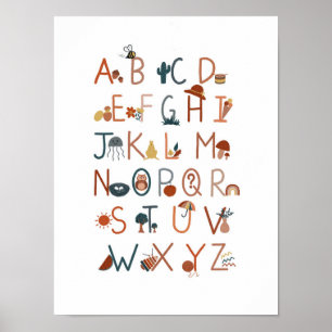 Boho Alphabet Poster, Wandkunst, Klassenposter Poster