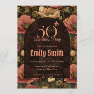 Boho Anemones Aesthetic Happy Birthday Einladung