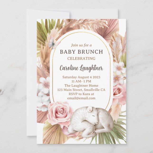Boho Animal Baby Brunch Einladung (Vorderseite)