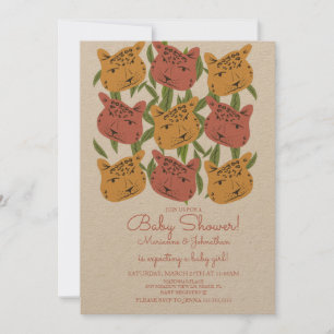 Boho Animal Katze Cheetah Safari Baby Shower  Einladung