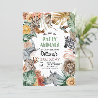 Boho Animal Safari Einladung zum Geburtstag