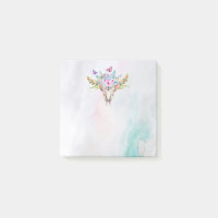 Boho Animal Skull mit Schmetterlingen und Blume