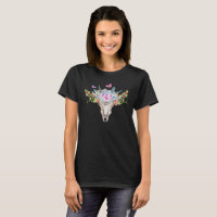 Boho Animal Skull mit Schmetterlingen und Blume