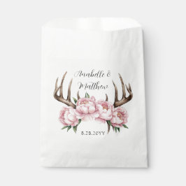 Boho Antler mit Pink Peonies Wedding Geschenktütchen
