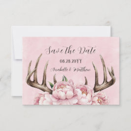 Boho Antler mit Pink Peonies Wedding Save The Date