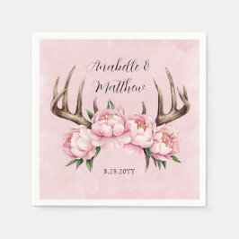 Boho Antler mit Pink Peonies Wedding Serviette