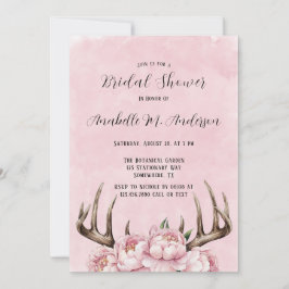 Boho Antler und Pink Peonies Brautparty Einladung