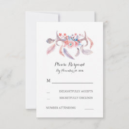 Boho antlers Hochzeit rsvp Karte