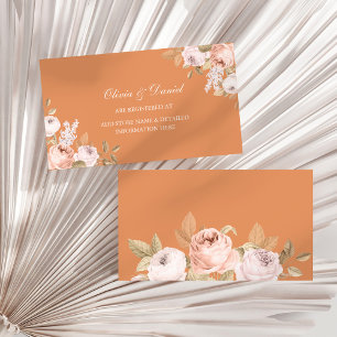 Boho Apricot Peonies Wedding Registry Card Begleitkarte
