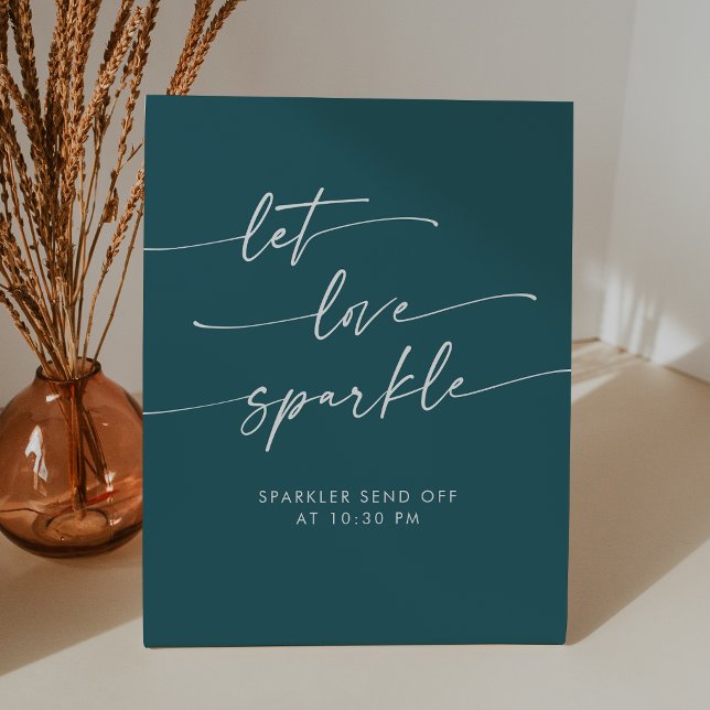 Boho Aquamarin Blue Sparkler sendet Hochzeit ab Sockelschild (Boho Teal Blue Sparkler Send Off Wedding Pedestal Sign)