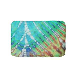 Boho Aquamarin Brown Abstrakt Batik Gefärbte Kraw Badematte