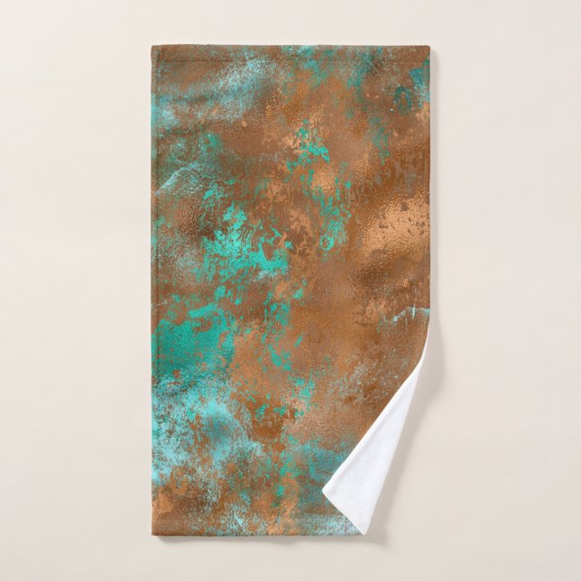 Boho Aquamarin Copper Grunge Handtuch (Handtuch)