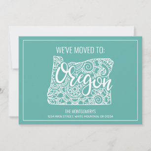 Boho Aquamarin Floral Mandala Oregon Staat Moving Ankündigung
