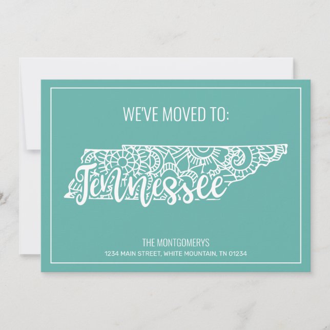 Boho Aquamarin Floral Mandala Tennessee Staat Movi Ankündigung (Vorderseite)