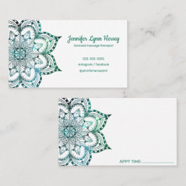 Boho Aquamarin Mandala Massage Therapie Visitenkarte