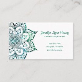 Boho Aquamarin Mandala Massage Therapie Visitenkarte