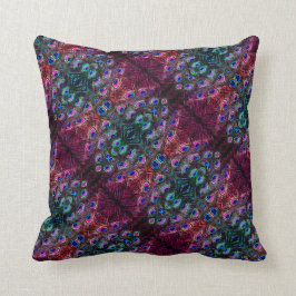 Boho Aquamarin und Burgundy Peacock Kaleidoscope Kissen