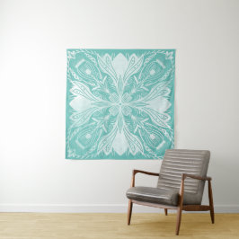 Boho Aquamarin und White Mandala Muster Tapestry Wandteppich