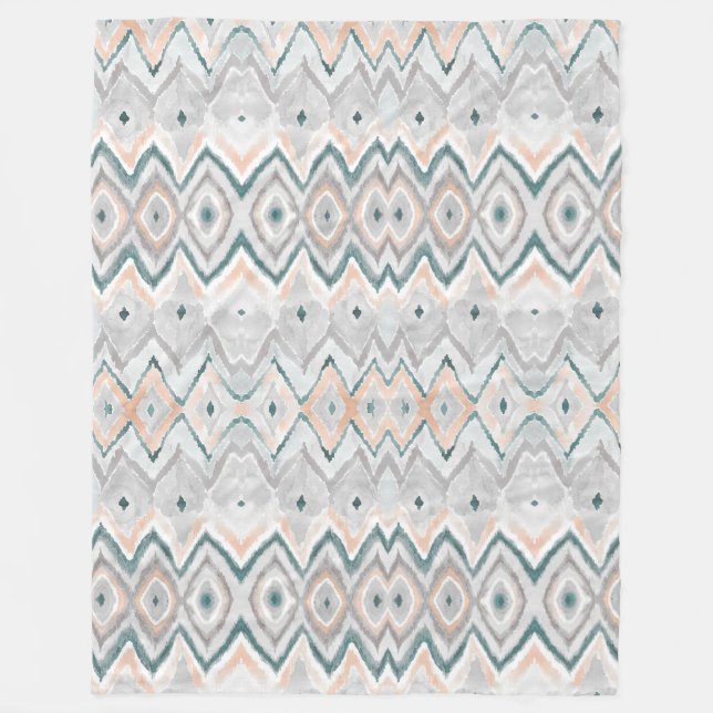Boho aquamariner Pfirsichblasses graues Fleecedecke (Vorderseite)