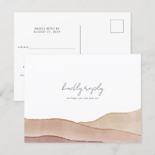 Boho-Aquarell-Abstrakt-Hochzeit-RSVP Postkarte