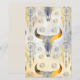 Boho Aquarell abstrakter Vintager Bullenhintergrun