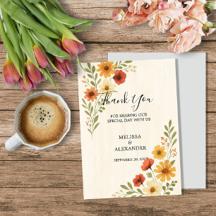 Boho Aquarell Blume botanische Hochzeit Dankeskarte