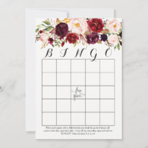 Boho Aquarell Blume Dusche Bingo Cards Marsala
