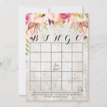 Boho Aquarell Blume Dusche Bingo Karten