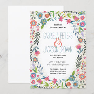 Boho-Aquarell-Blumen   Hochzeitseinladungen Einladung
