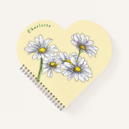 Boho-Aquarell-Gänseblümchen herzförmiges Weihnacht Notizbuch