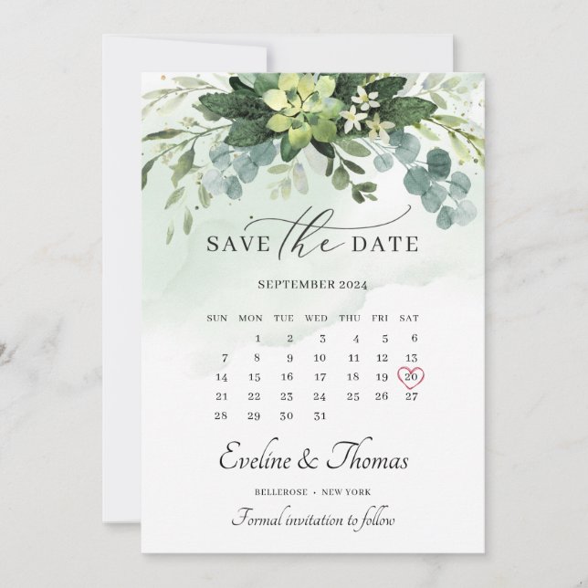 Boho Aquarell Hochzeit mit Blumen Save The Date (Vorderseite)