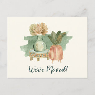 Boho-Aquarell-Pflanzen Umzug Neue Adresse Postkarte